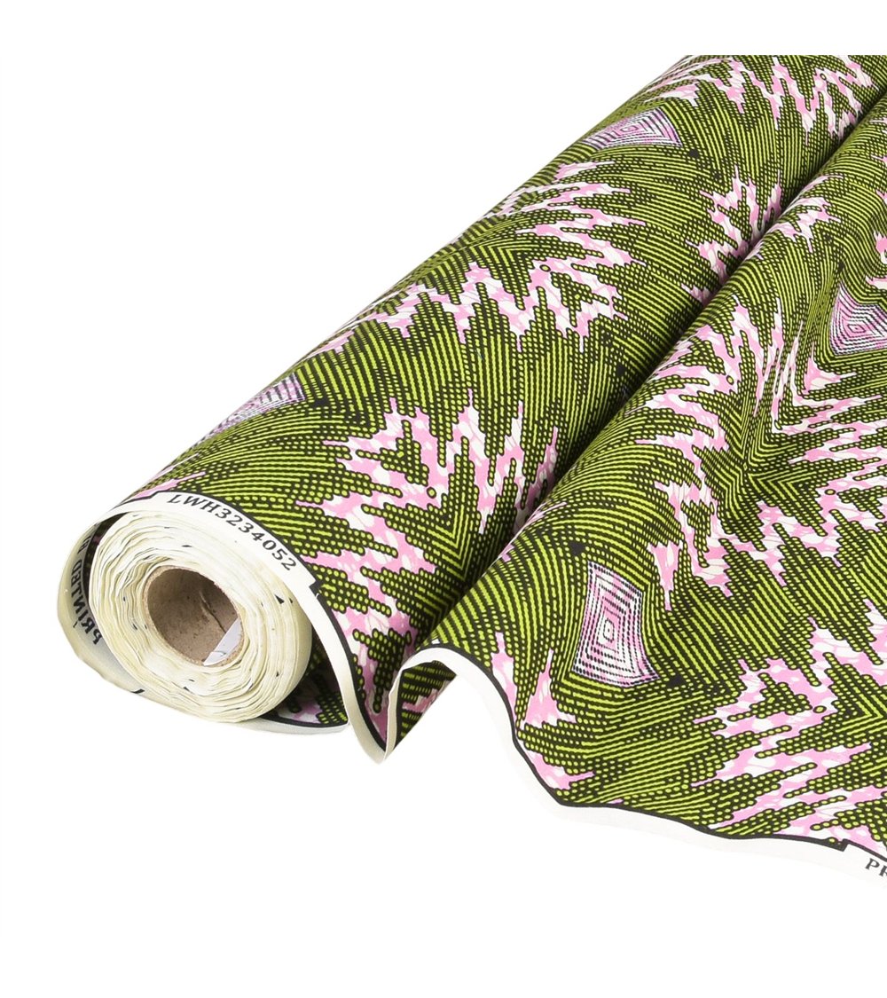 Tissu wax imprimé 2 faces vert au mètre