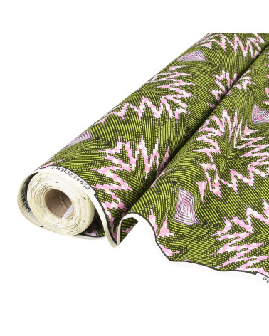 Tessuto cerato stampato fronte-retro verde al metro