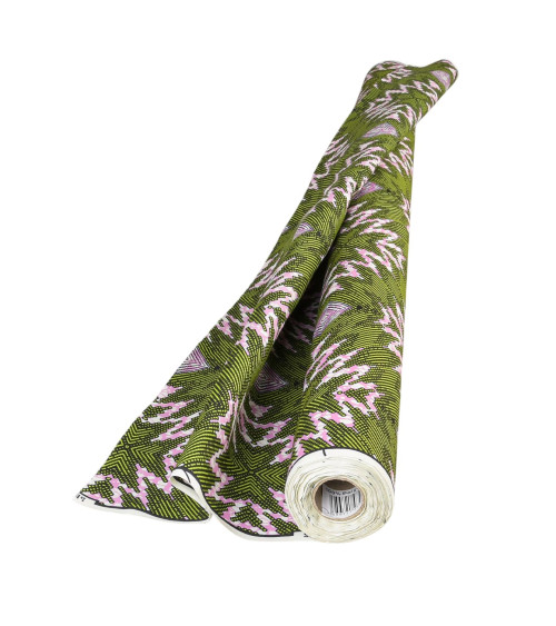 Green 2-sided printed wax fabric per meter