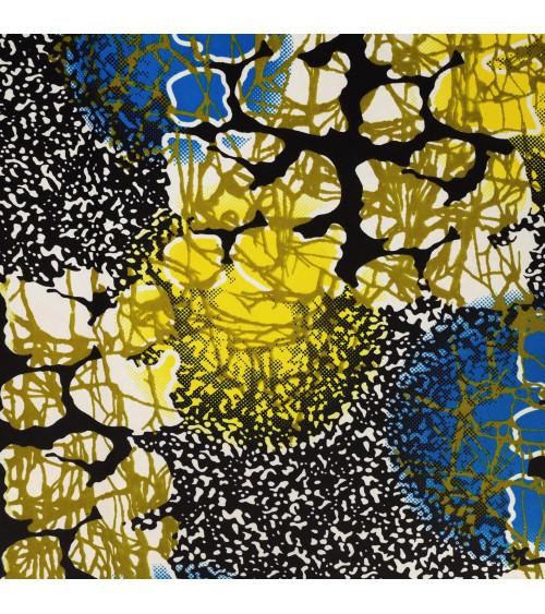 Multicolored 2-sided printed wax fabric by the meter