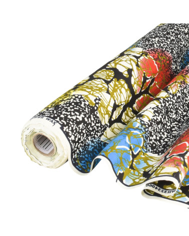 Multicolored 2-sided printed wax fabric by the meter