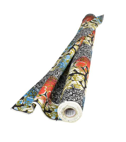 Multicolored 2-sided printed wax fabric by the meter