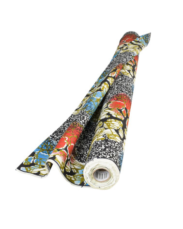 Multicolored 2-sided printed wax fabric by the meter