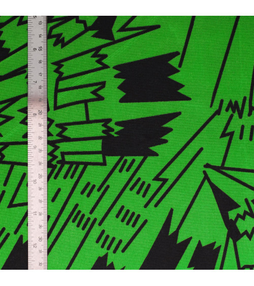 Green 2-sided printed wax fabric per meter