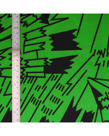 Green 2-sided printed wax fabric per meter