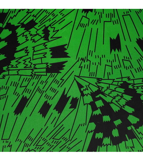 Green 2-sided printed wax fabric per meter