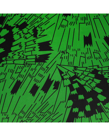 Green 2-sided printed wax fabric per meter