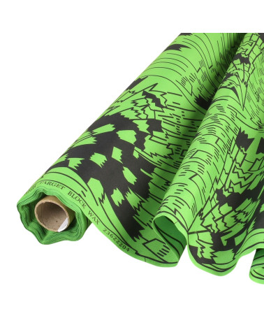 Green 2-sided printed wax fabric per meter