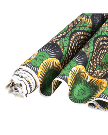 Green 2-sided printed wax fabric per meter