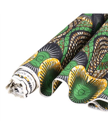 Tissu wax imprimé 2 faces vert au mètre