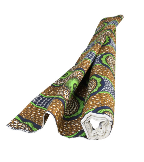 Green 2-sided printed wax fabric per meter