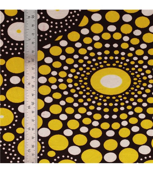 Tissu wax imprimé 2 faces jaune au mètre