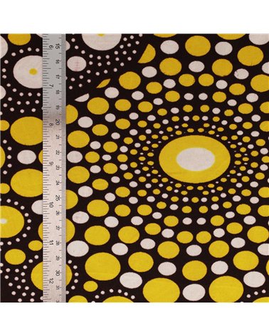 Tissu wax imprimé 2 faces jaune au mètre