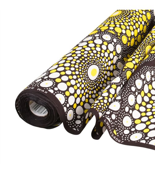 Tissu wax imprimé 2 faces jaune au mètre