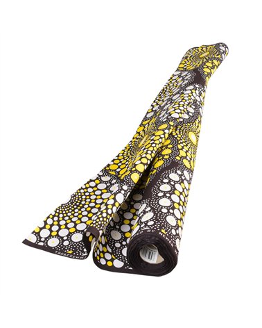 Tissu wax imprimé 2 faces jaune au mètre