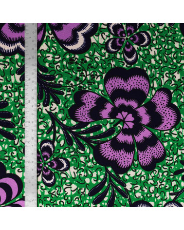 Lila 2-seitig bedruckter Wachsstoff am laufenden Meter