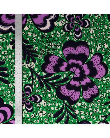 Tissu wax imprimé 2 faces violet au mètre