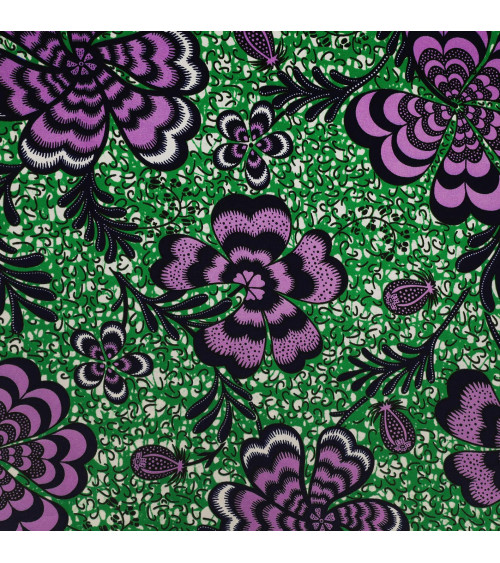 Purple 2-sided printed wax fabric by the meter