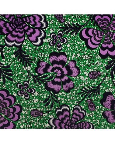 Tissu wax imprimé 2 faces violet au mètre