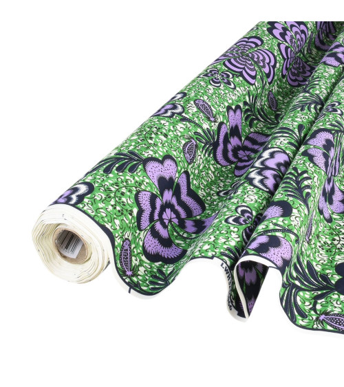 Purple 2-sided printed wax fabric by the meter