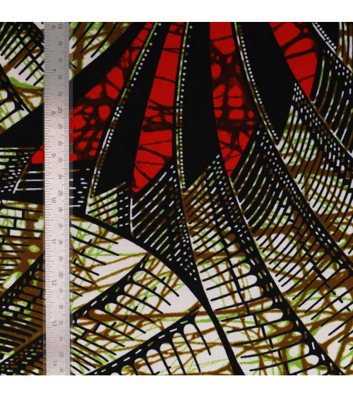 Orange 2-sided printed wax fabric per meter