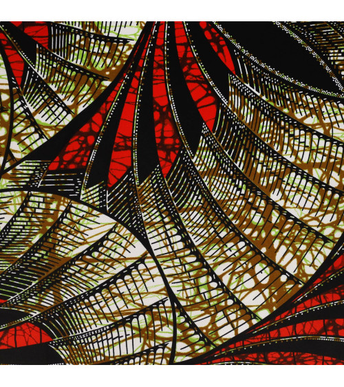 Orange 2-sided printed wax fabric per meter