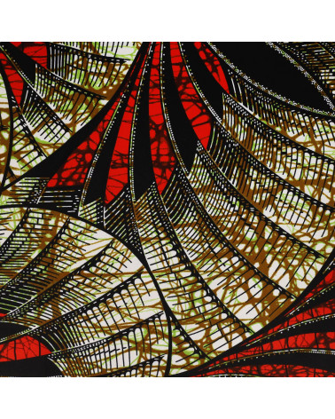 Orange 2-sided printed wax fabric per meter