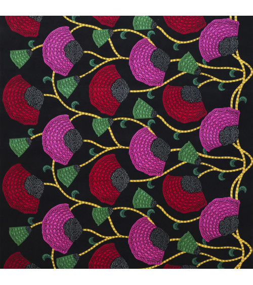 Wax fabric printed 2 sides fuchsia pink by the meter