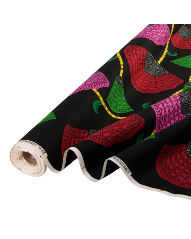 Wax fabric printed 2 sides fuchsia pink by the meter