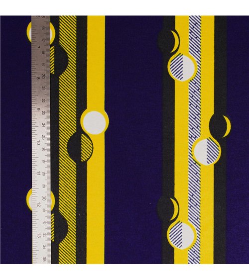 Tissu wax imprimé 2 faces jaune au mètre
