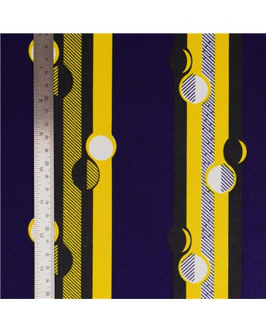 Tissu wax imprimé 2 faces jaune au mètre