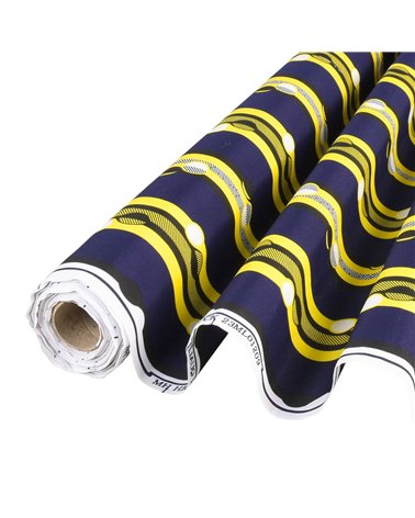 Tissu wax imprimé 2 faces jaune au mètre