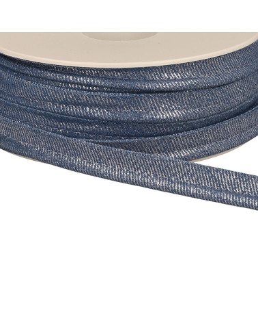 Bobine 20m passepoil dépassant jean metallisé 12mm bleu lavande