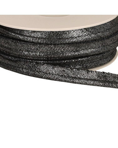 Bobine 20m passepoil dépassant jean metallisé 12mm noir