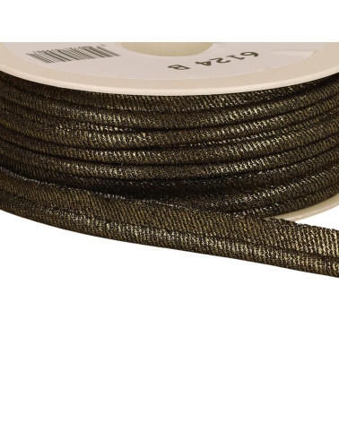 Bobina da 20 m di cordoncino che sporge dal denim metallizzato da 12 mm nero/argento