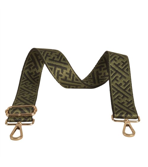 Tracolla con motivo geometrico 4x135 cm kaki