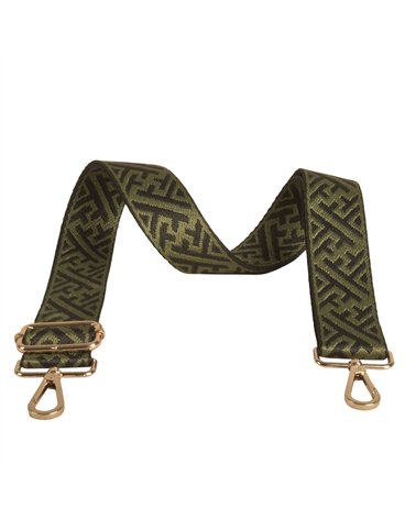 Geometric pattern shoulder strap 4x135cm khaki