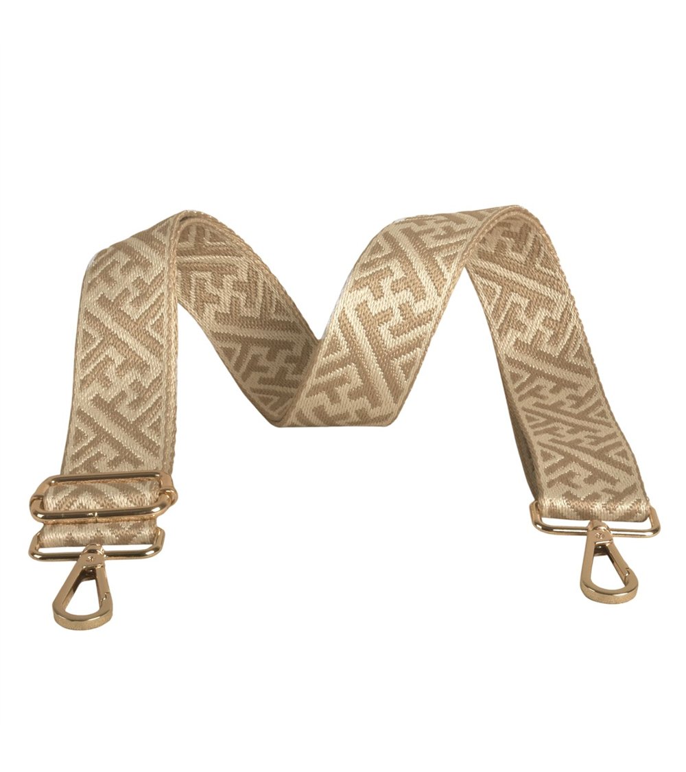 Shoulder strap geometric patterns 4x135cm stone beige