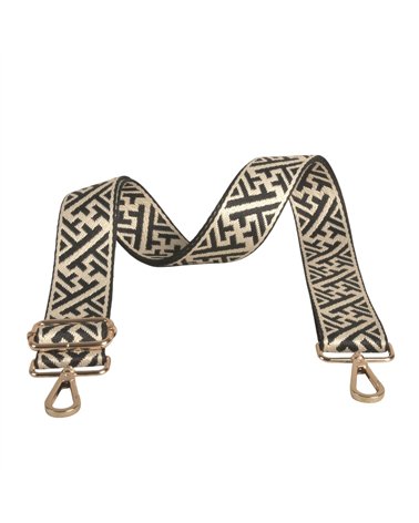 Bandoulière motifs géométriques 4x135cm noir