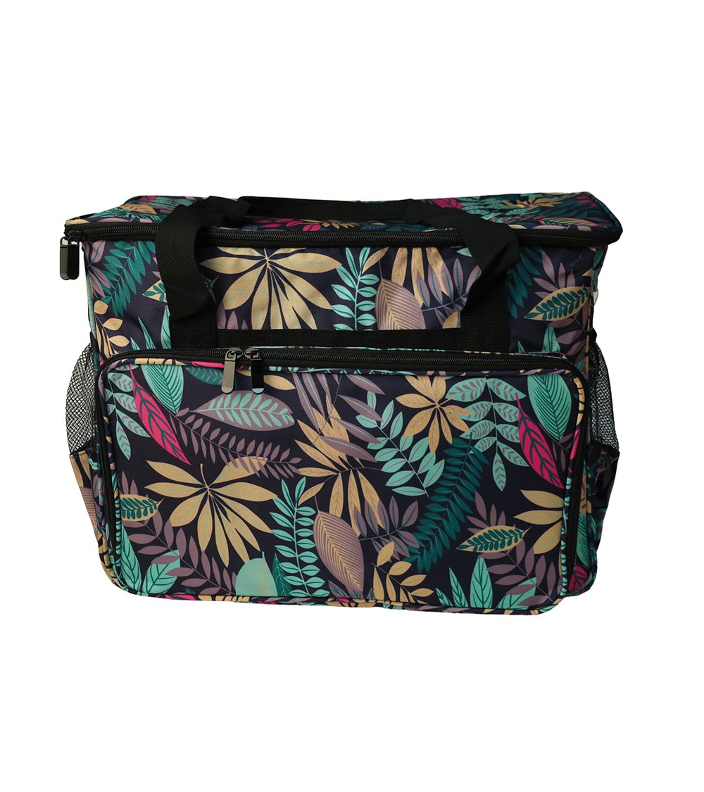 Bolsa para máquina de coser/overlocker 40x24x35cm hojas verde selva