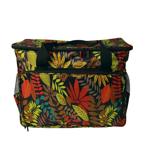 Sac pour machine à coudre/surjeteuse 40x24x35cm feuilles rouge jungle