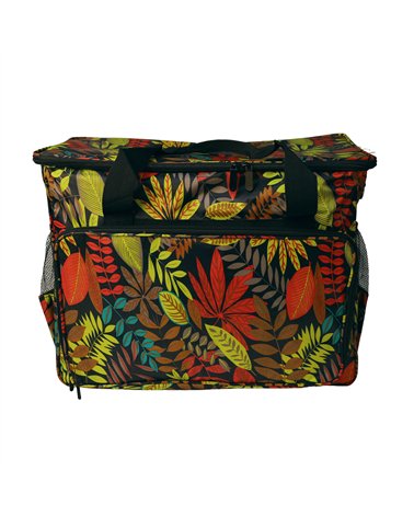 Sac pour machine à coudre/surjeteuse 40x24x35cm feuilles rouge jungle