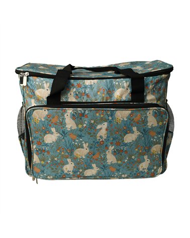 Borsa per macchina da cucire/tagliacuci 40x24x35cm conigli fiori di campo