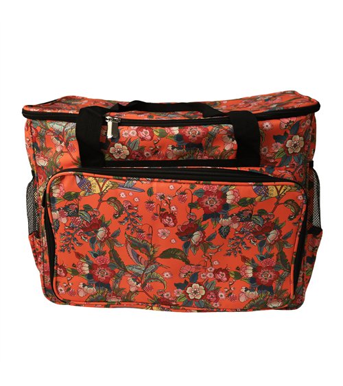 Bag for sewing machine/overlocker 40x24x35cm red flowers coral background