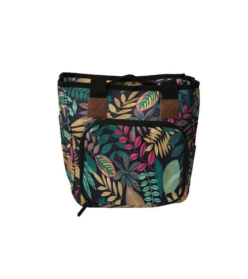 Knitting bag 23x26x14cm jungle green leaves