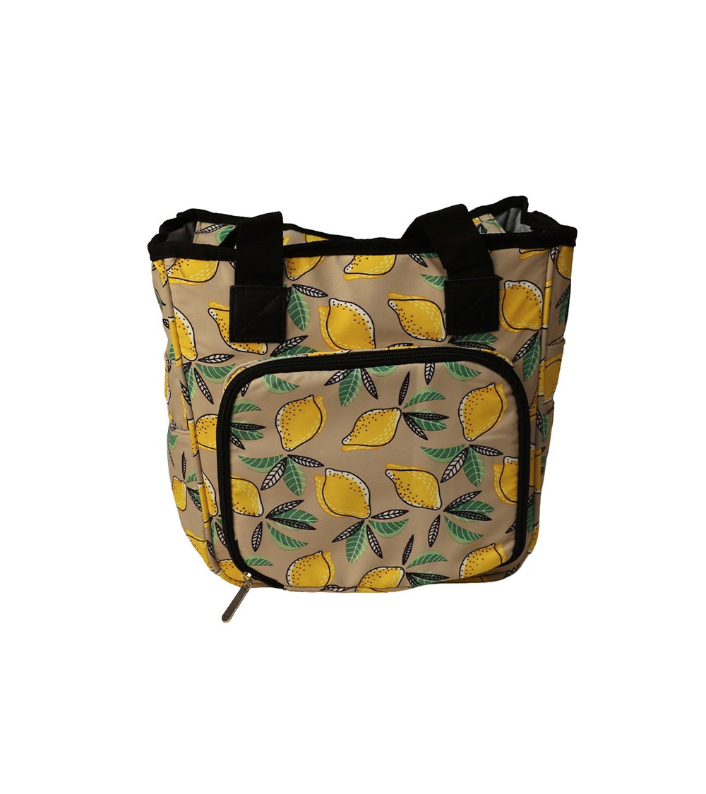 Knitted bag 23x26x14cm yellow lemons