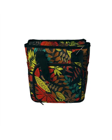 Borsa lavorata a maglia 23x26x14 cm foglie rosse giungla
