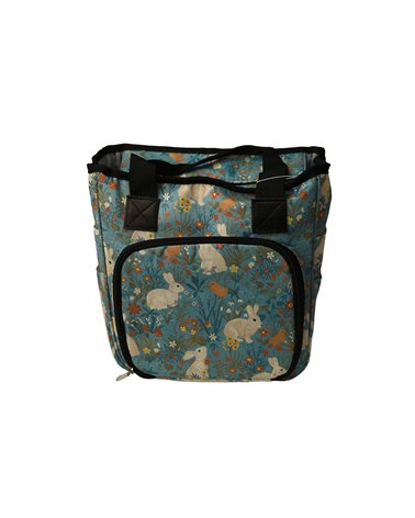 Sac tricot 23x26x14cm lapins fleurs des champs