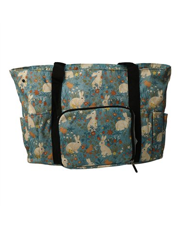 Borsa a sfera 40x28x17cm conigli fiori di campo
