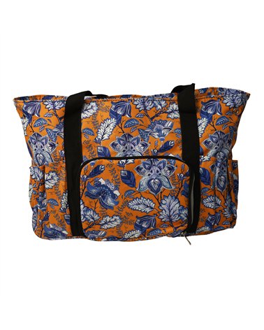 Balltasche 40x28x17cm blaue Blumen orange Hintergrund